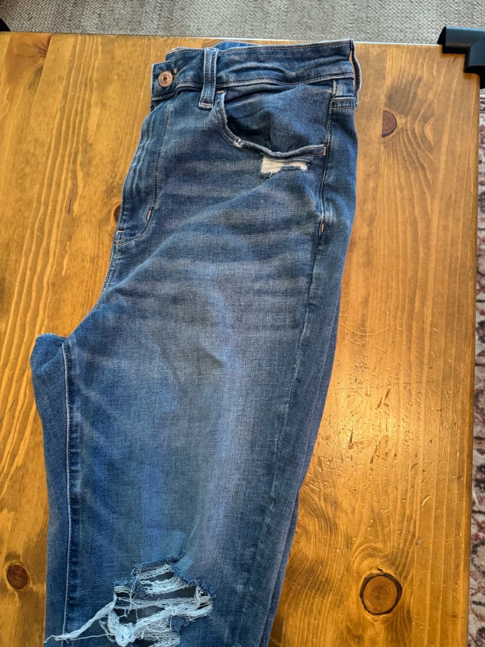 American Eagle Outfitters Distressed High-Rise Blue Jeans